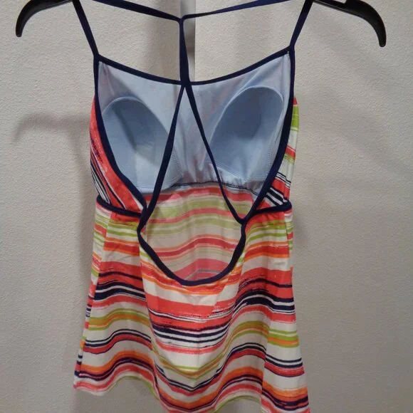 Nike Women's Tankini Swimsuit Top Padded Size 12 Striped - Picture 6 of 15